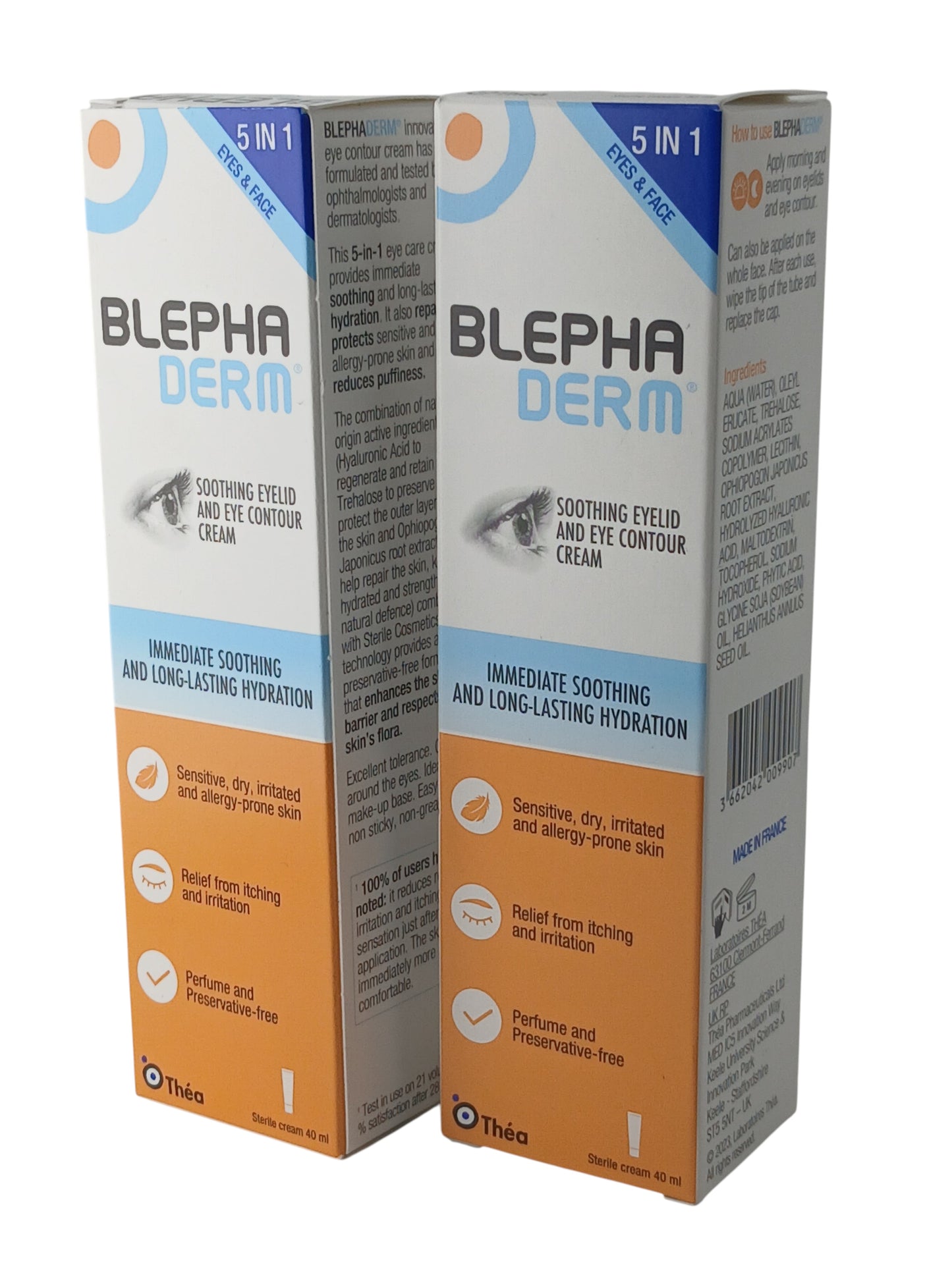 Department Store UK twin pack of Blephaderm soothing eyelid and eye contour cream boxes for dry and irritated skin.