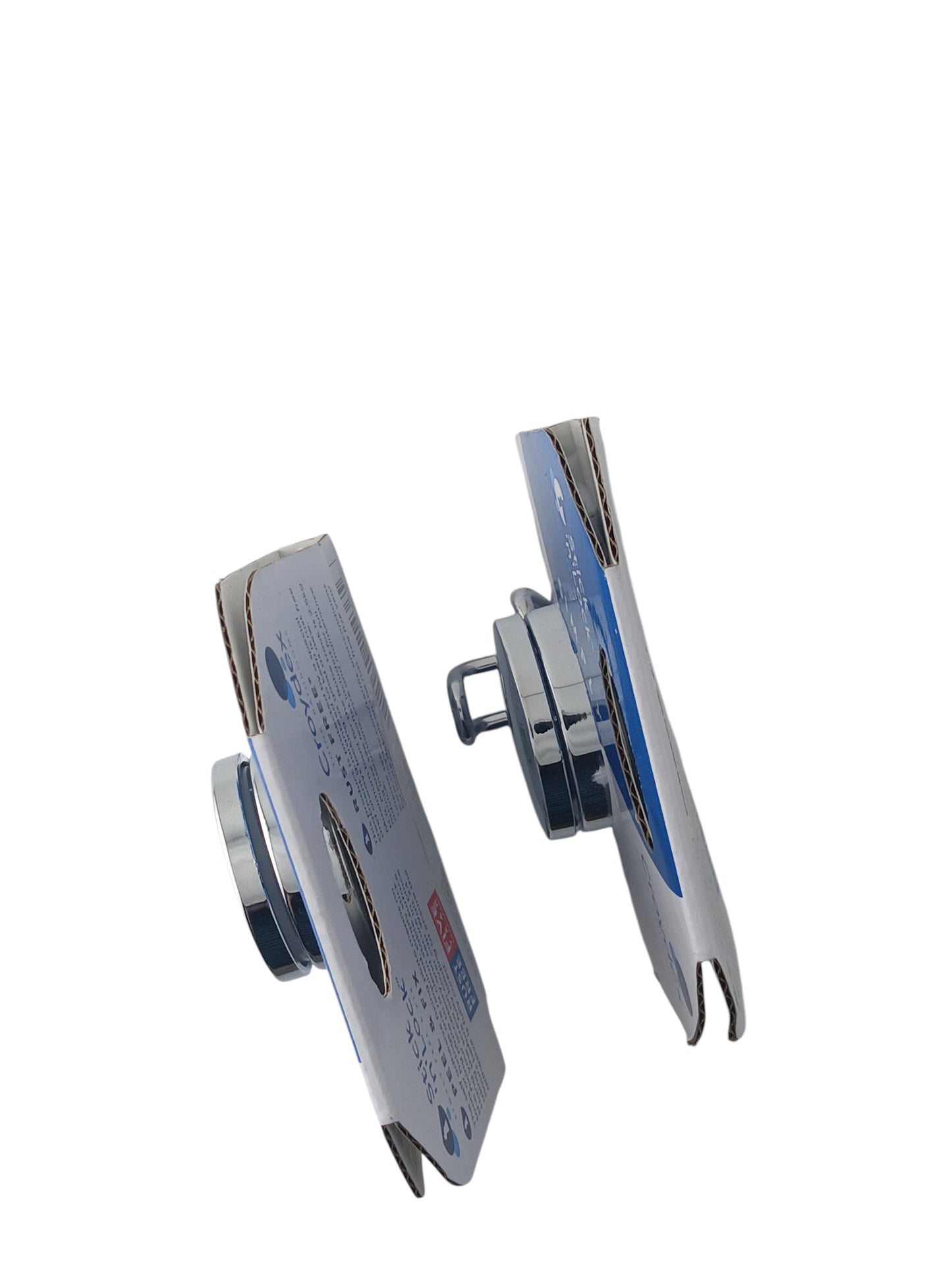 Department Store UK twin pack of Croydex chrome adhesive robe hooks in original packaging for wall mounting