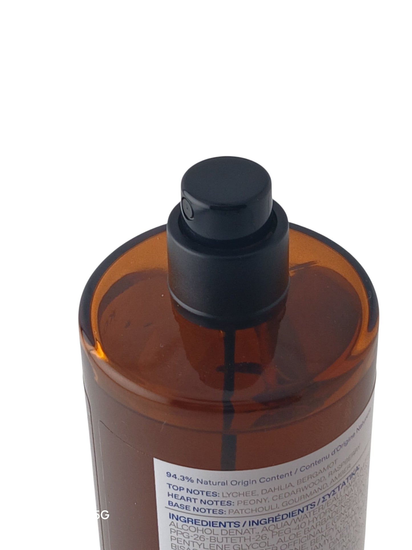 Department Store UK KORRES Midnight Dahlia body spray in a brown glass bottle with a black spray nozzle