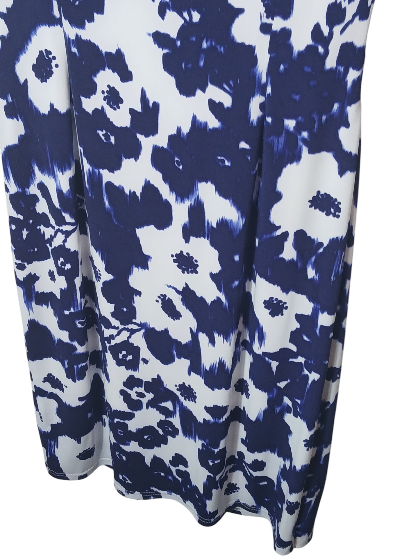 Department Store UK pre-loved Precis Petite dress featuring a blue and white floral abstract print