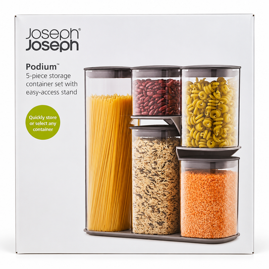Joseph Joseph Podium 5-Piece Storage Container Set Grey | BNIB