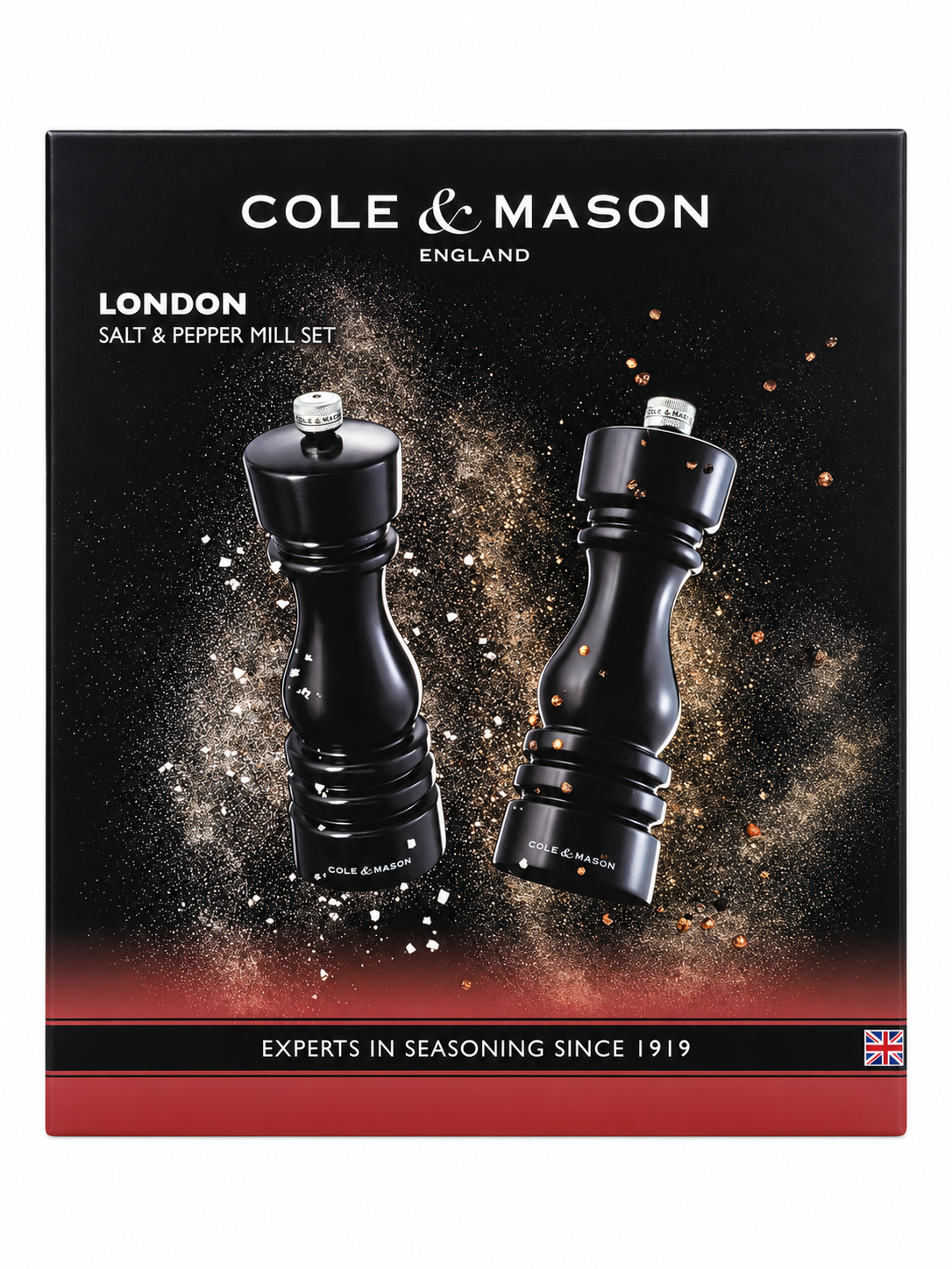 Cole & Mason London 180mm Salt & Pepper Mill Set, High Gloss Black