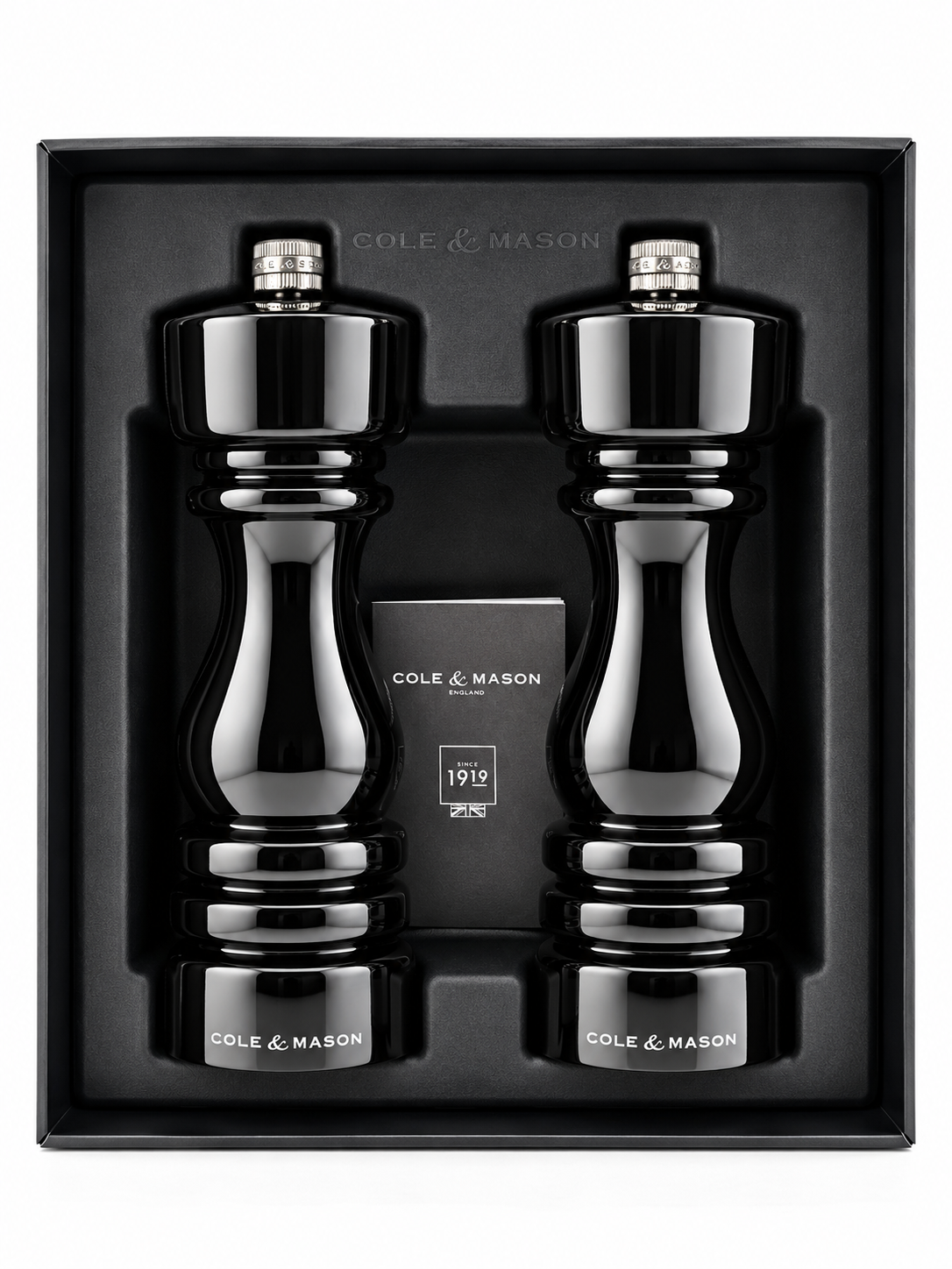 Cole & Mason London 180mm Salt & Pepper Mill Set, High Gloss Black