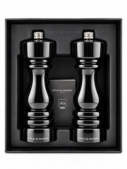 Cole & Mason London 180mm Salt & Pepper Mill Set, High Gloss Black