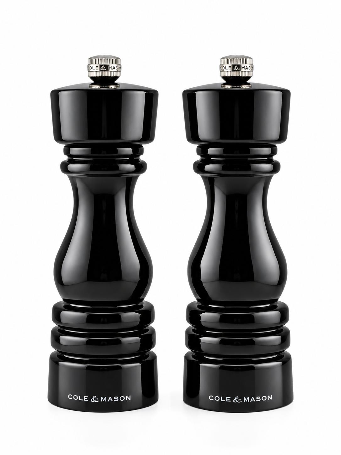 Cole & Mason London 180mm Salt & Pepper Mill Set, High Gloss Black