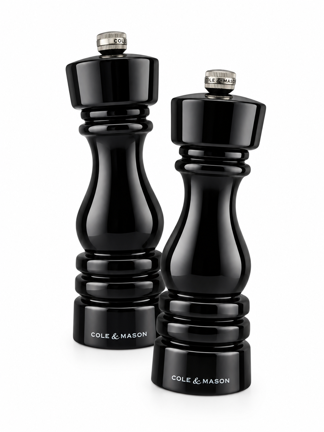 Cole & Mason London 180mm Salt & Pepper Mill Set, High Gloss Black
