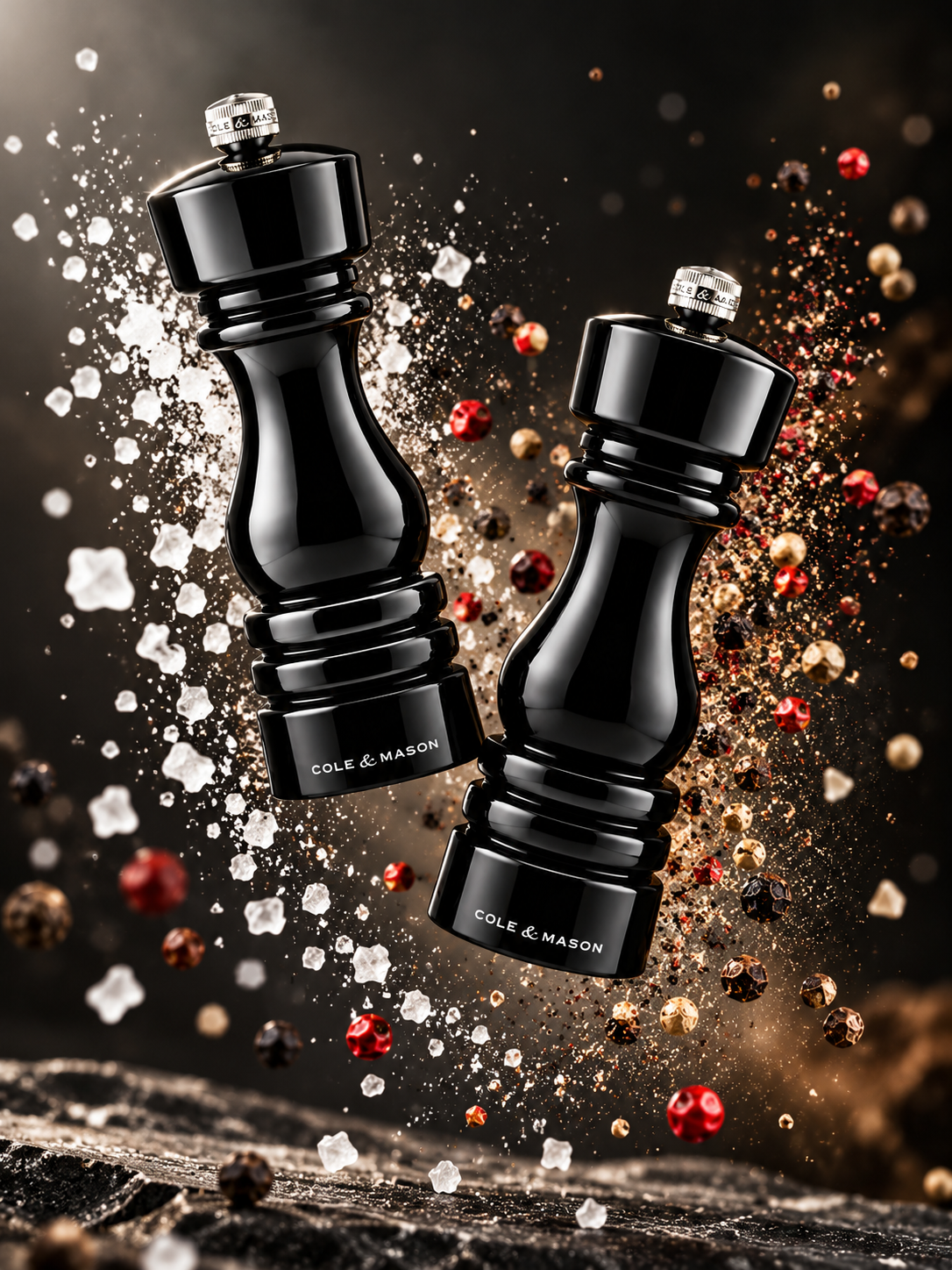 Cole & Mason London 180mm Salt & Pepper Mill Set, High Gloss Black