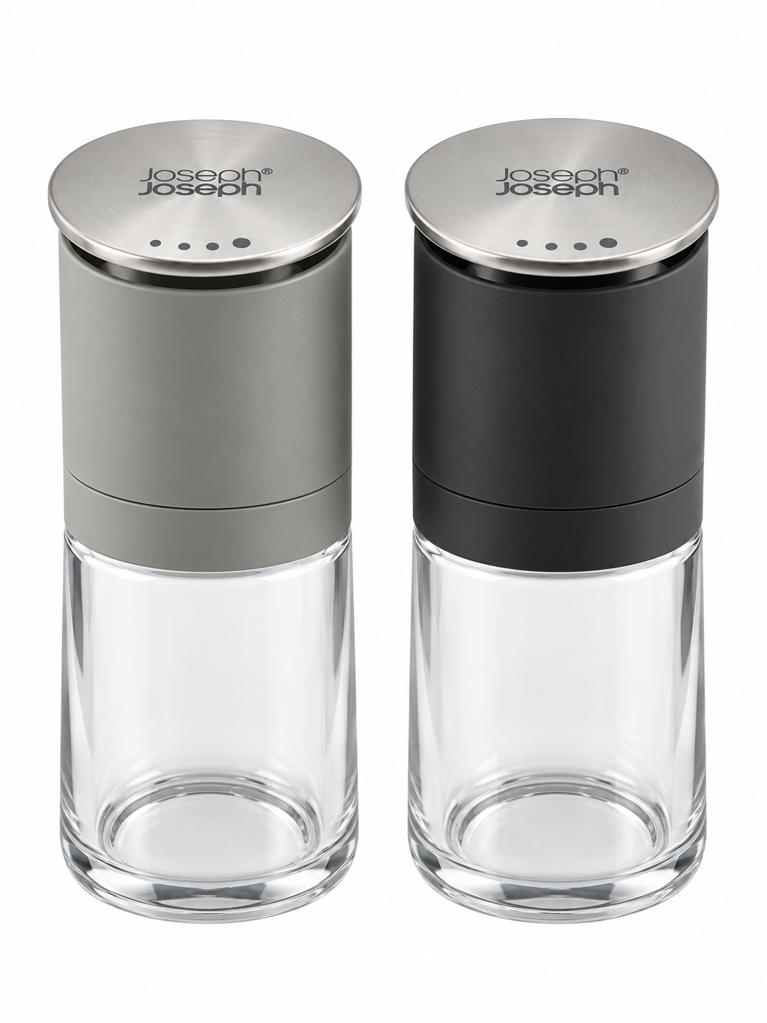Joseph Joseph Duo No-Spill Salt & Pepper Mill Set, Glass & Ceramic