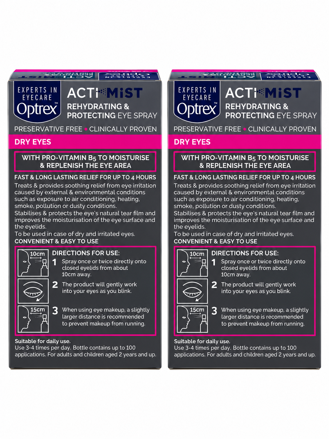 Optrex ActiMist Rehydrating & Protecting Eye Spray, Twin Pack