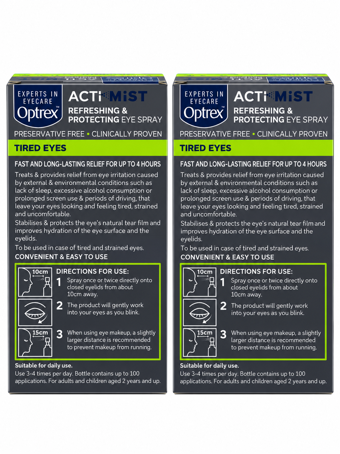 Optrex Actimist Refreshing & Protecting Eye Spray, 2 x 10ml