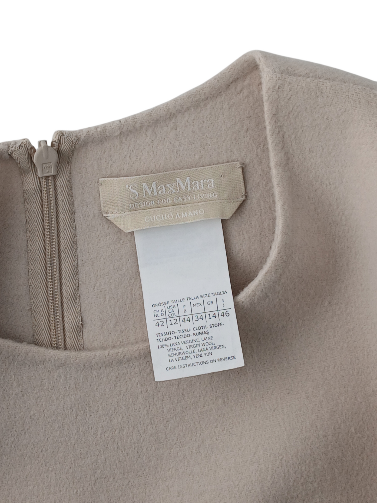 S'Max Mara Pure Wool Dress Size 14 Pre-Loved