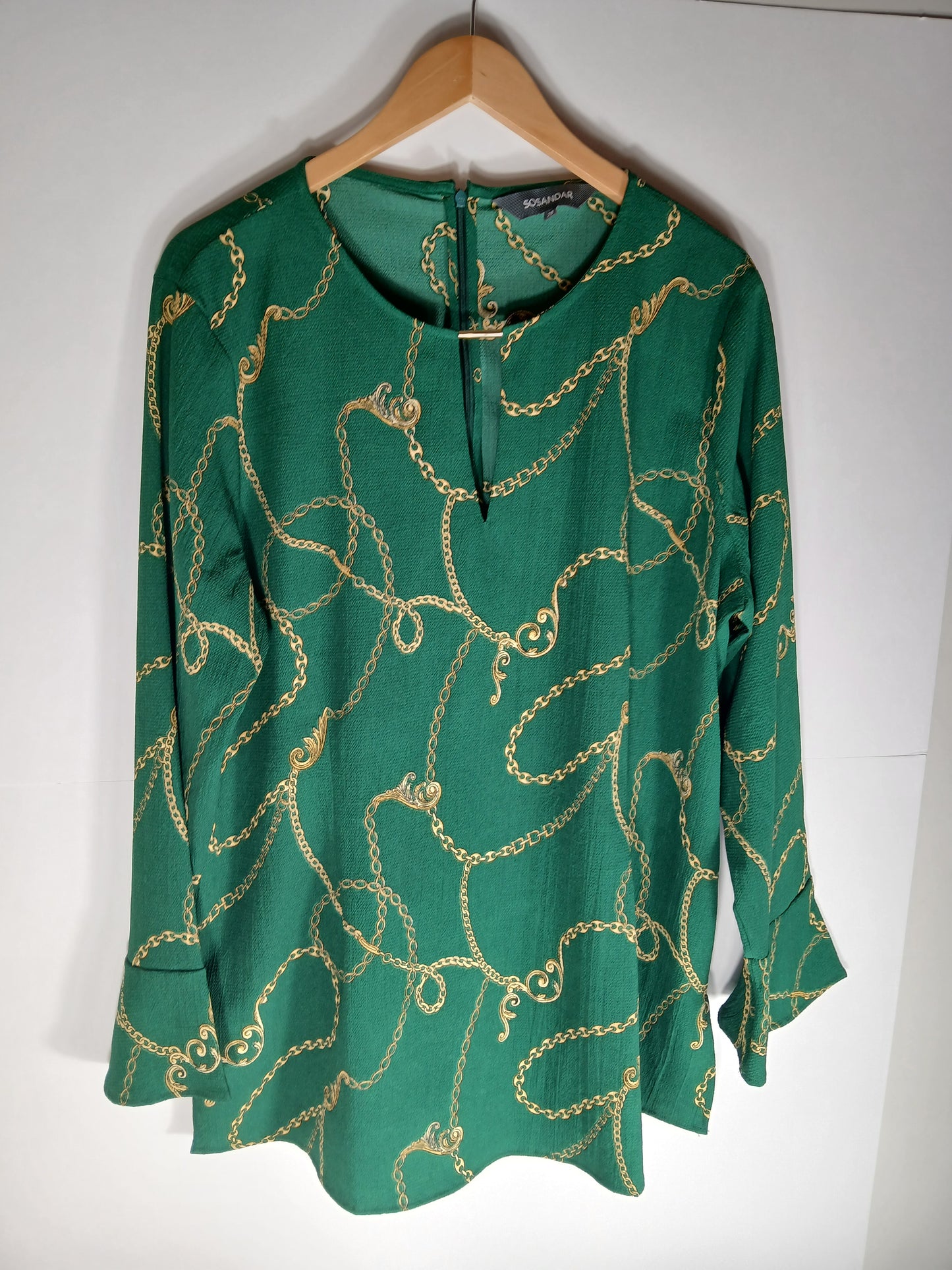 Sosandar Womens Blouse Green and Gold Rope