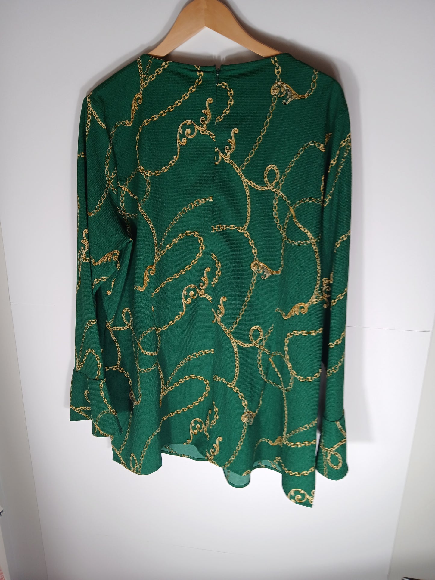 Sosandar Womens Blouse Green and Gold Rope