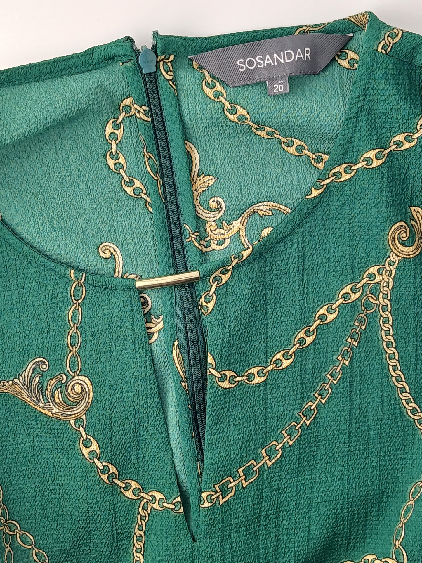 Sosandar Womens Blouse Green and Gold Rope