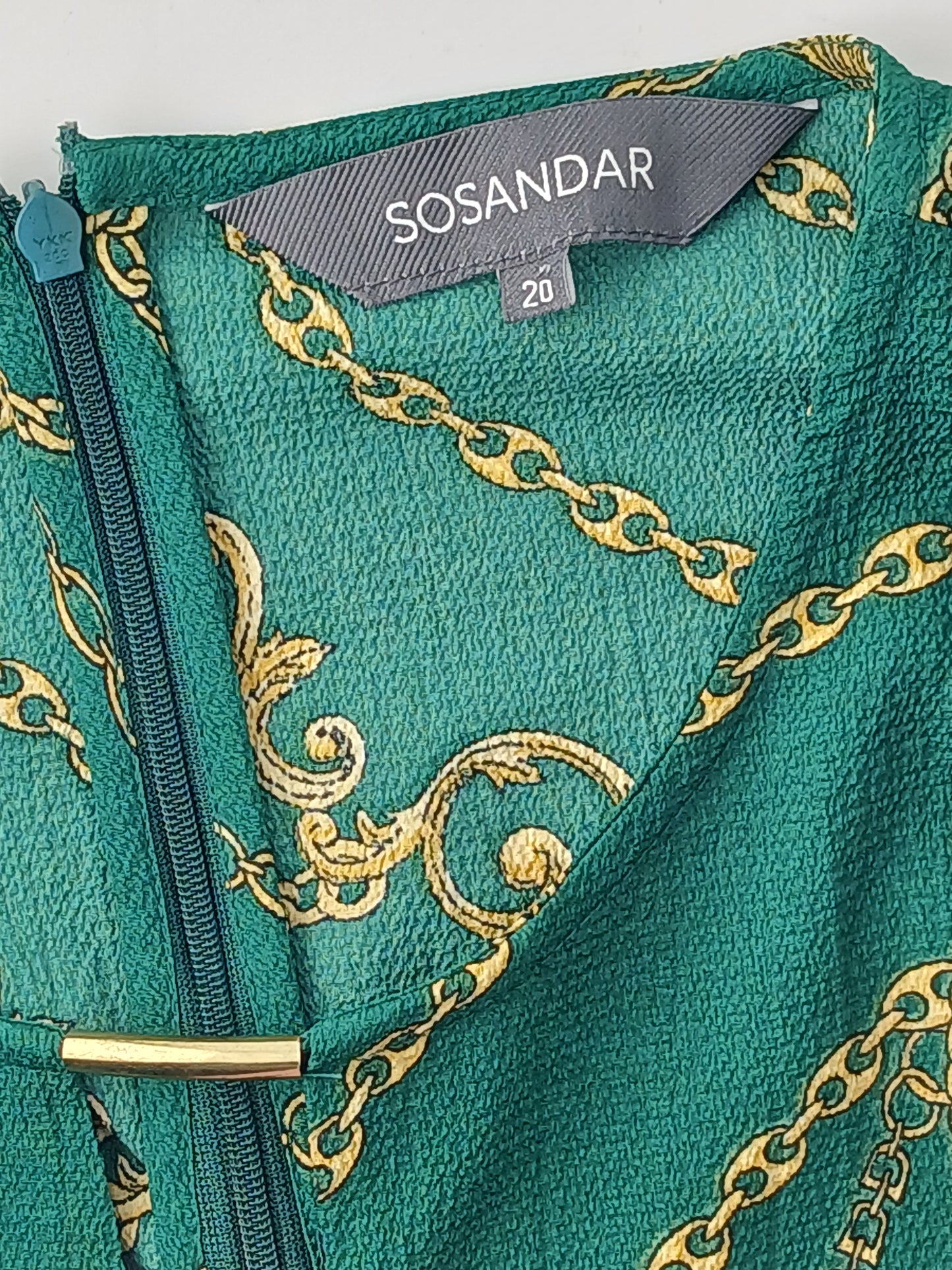 Sosandar Womens Blouse Green and Gold Rope