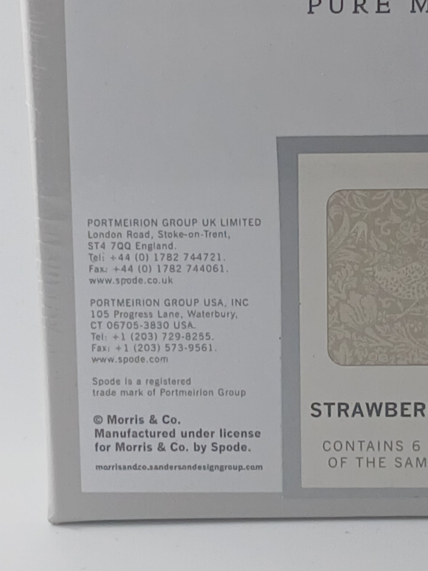 Spode Morris & Co Strawberry Thief Coasters, Set of 6