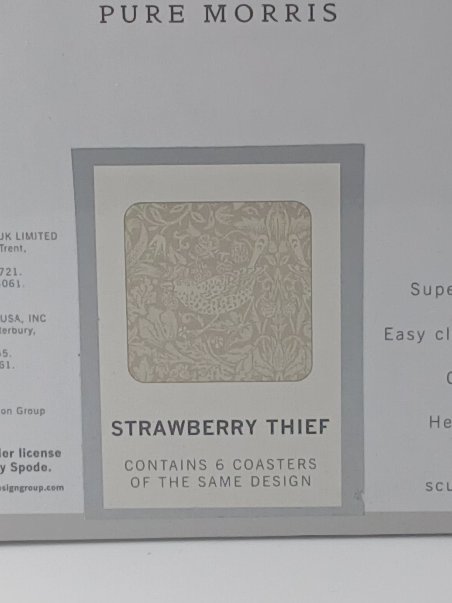 Spode Morris & Co Strawberry Thief Coasters, Set of 6