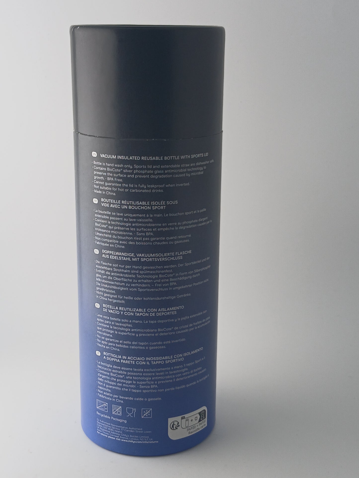 Chilly's Series 2 Ombre Collection Midnight Flip Reusable Water Bottle 500ml