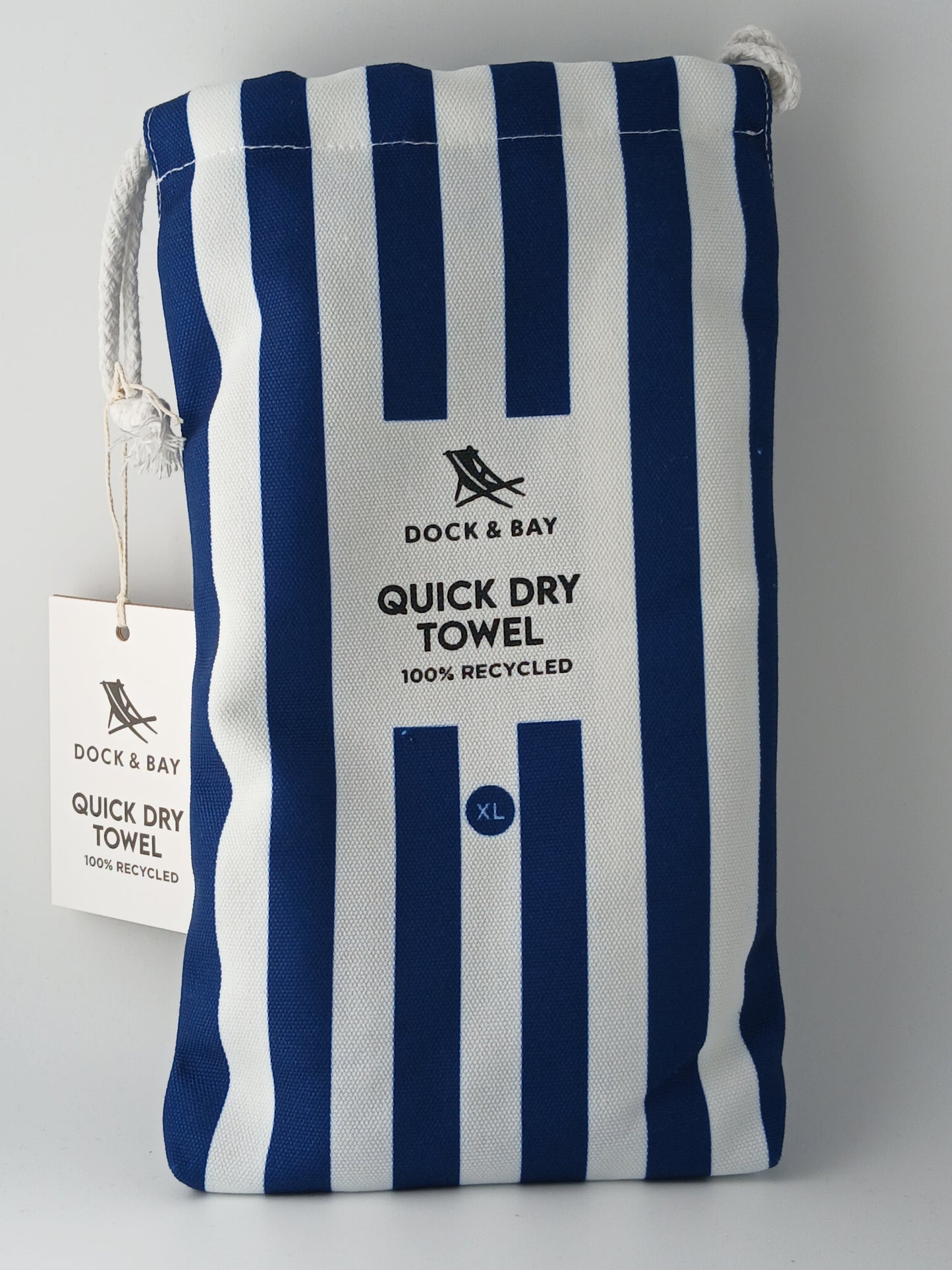 Dock & Bay Quick Dry Beach Towel, XL, Whitsunday Blue White Stripes