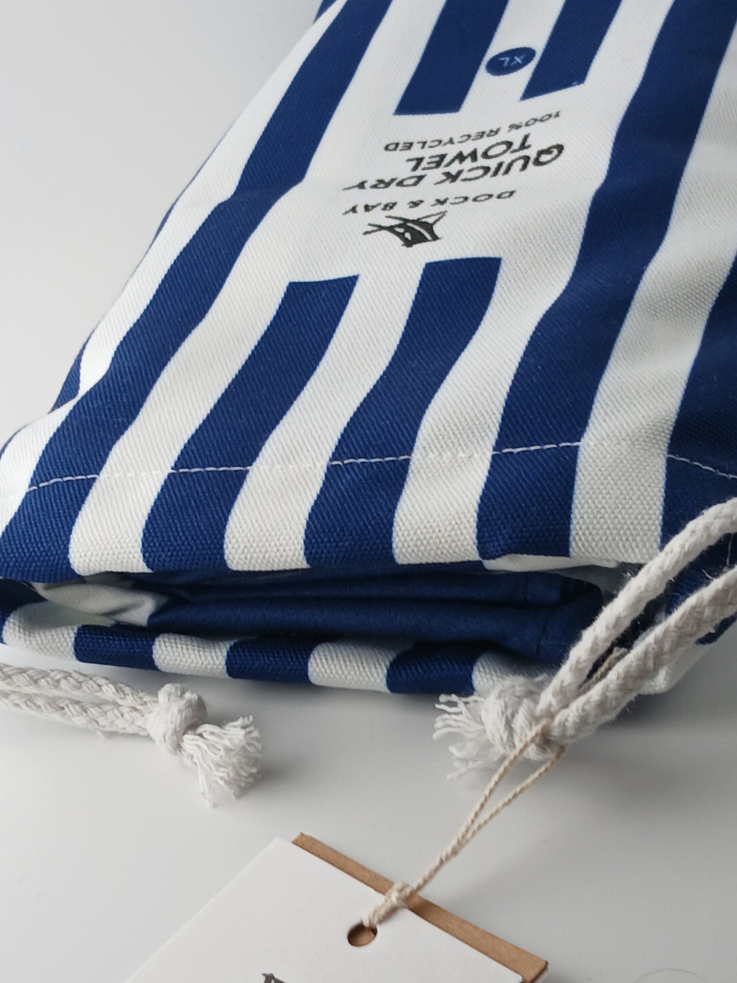 Dock & Bay Quick Dry Beach Towel, XL, Whitsunday Blue White Stripes