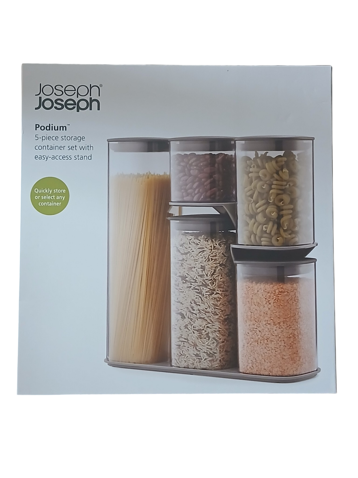 Joseph Joseph Podium 5-Piece Storage Container Set Grey | BNIB