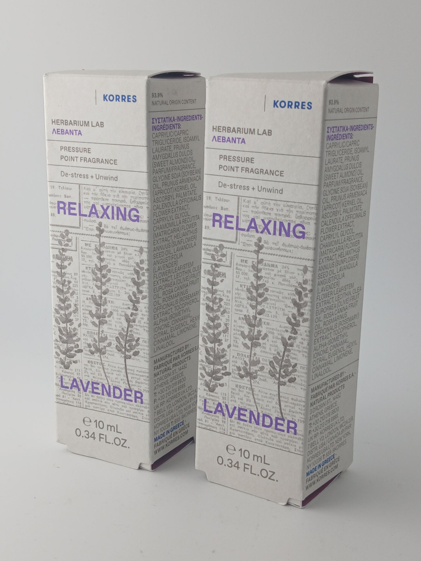 Korres Relaxing Lavender Pressure Point Fragrance, Twin Pack of 10ml