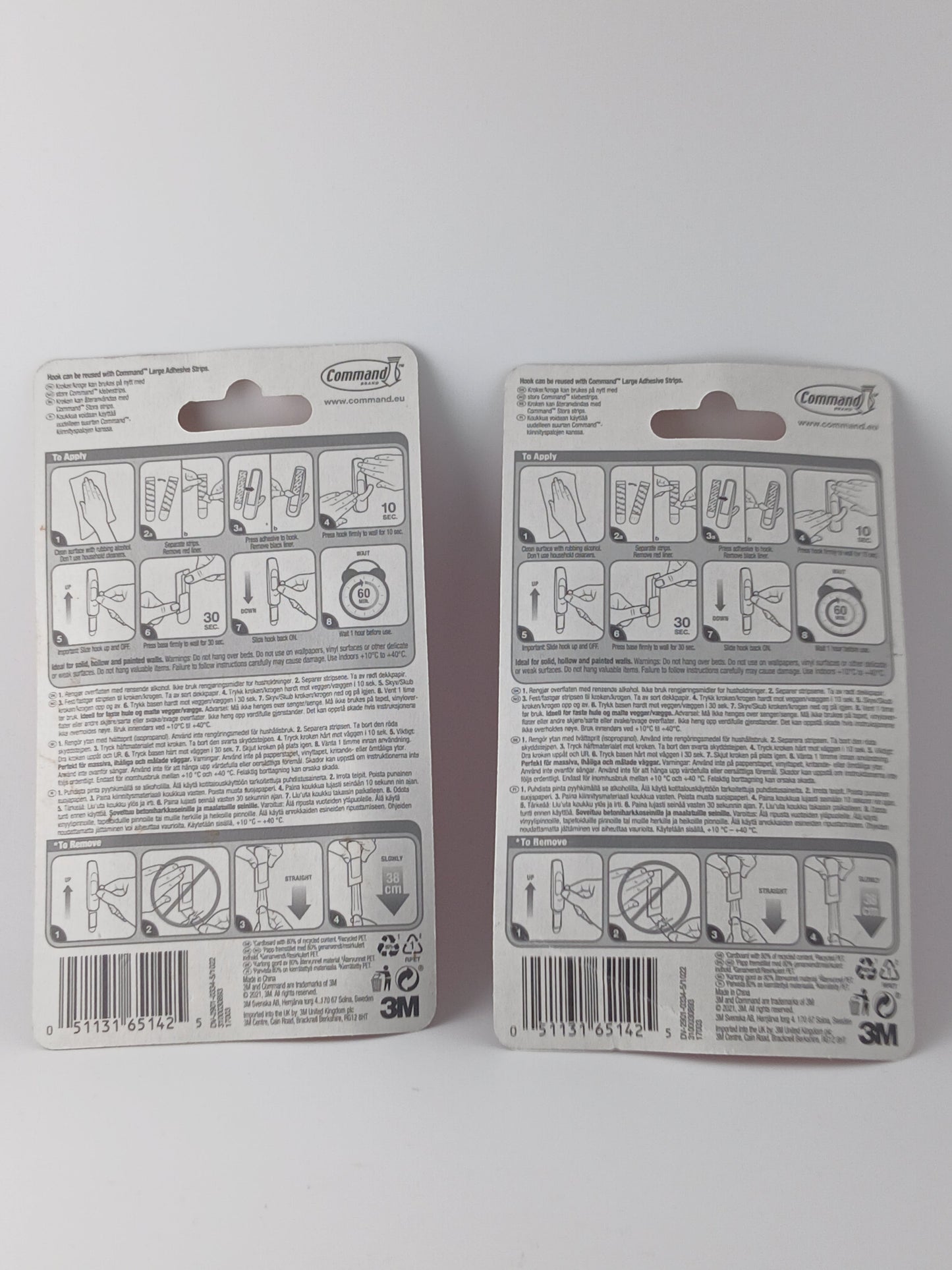 Department Store UK 3M Command large utility hook packaging back view showing damage-free application instructions