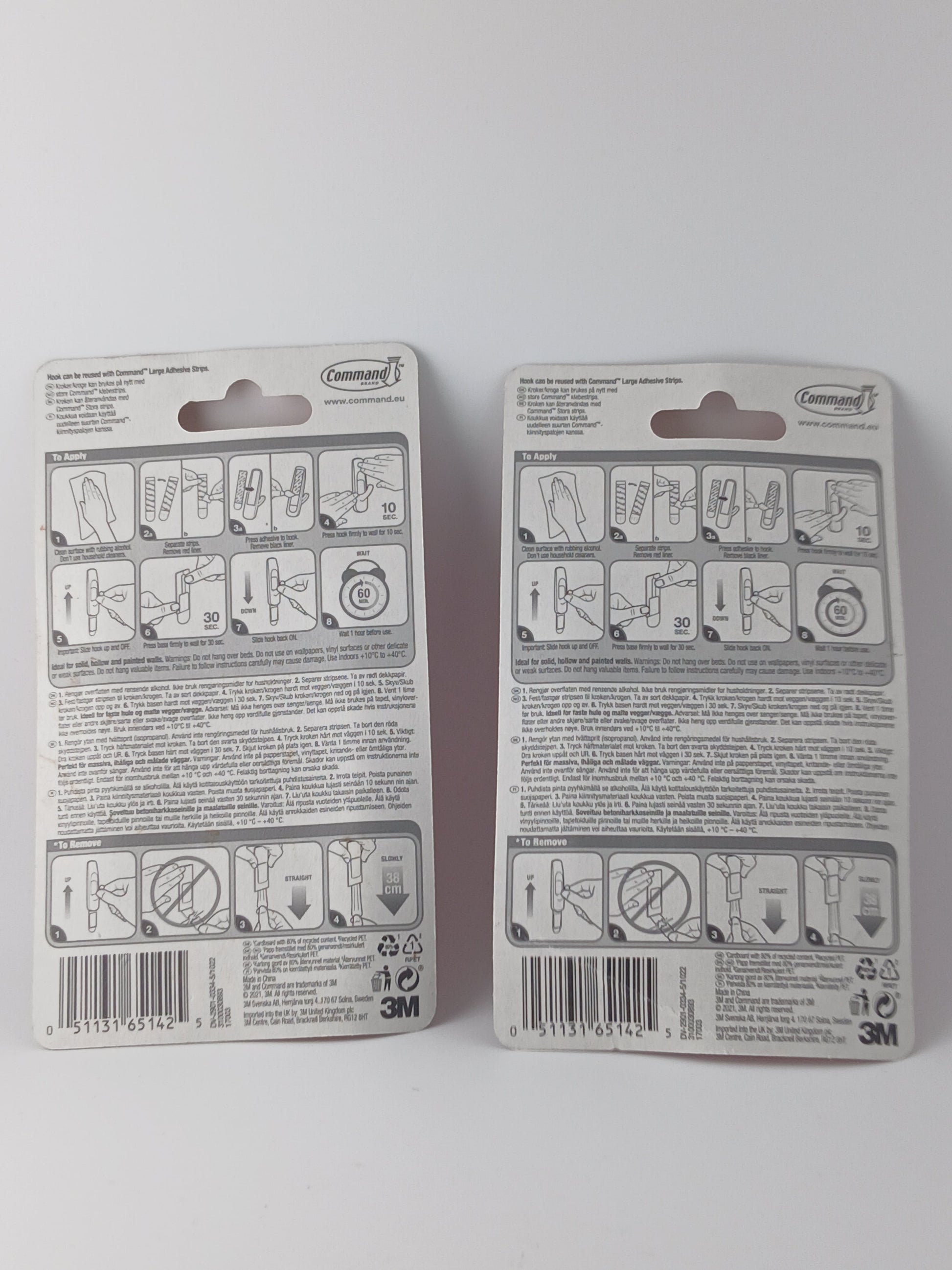 Department Store UK 3M Command large utility hook packaging back view showing damage-free application instructions