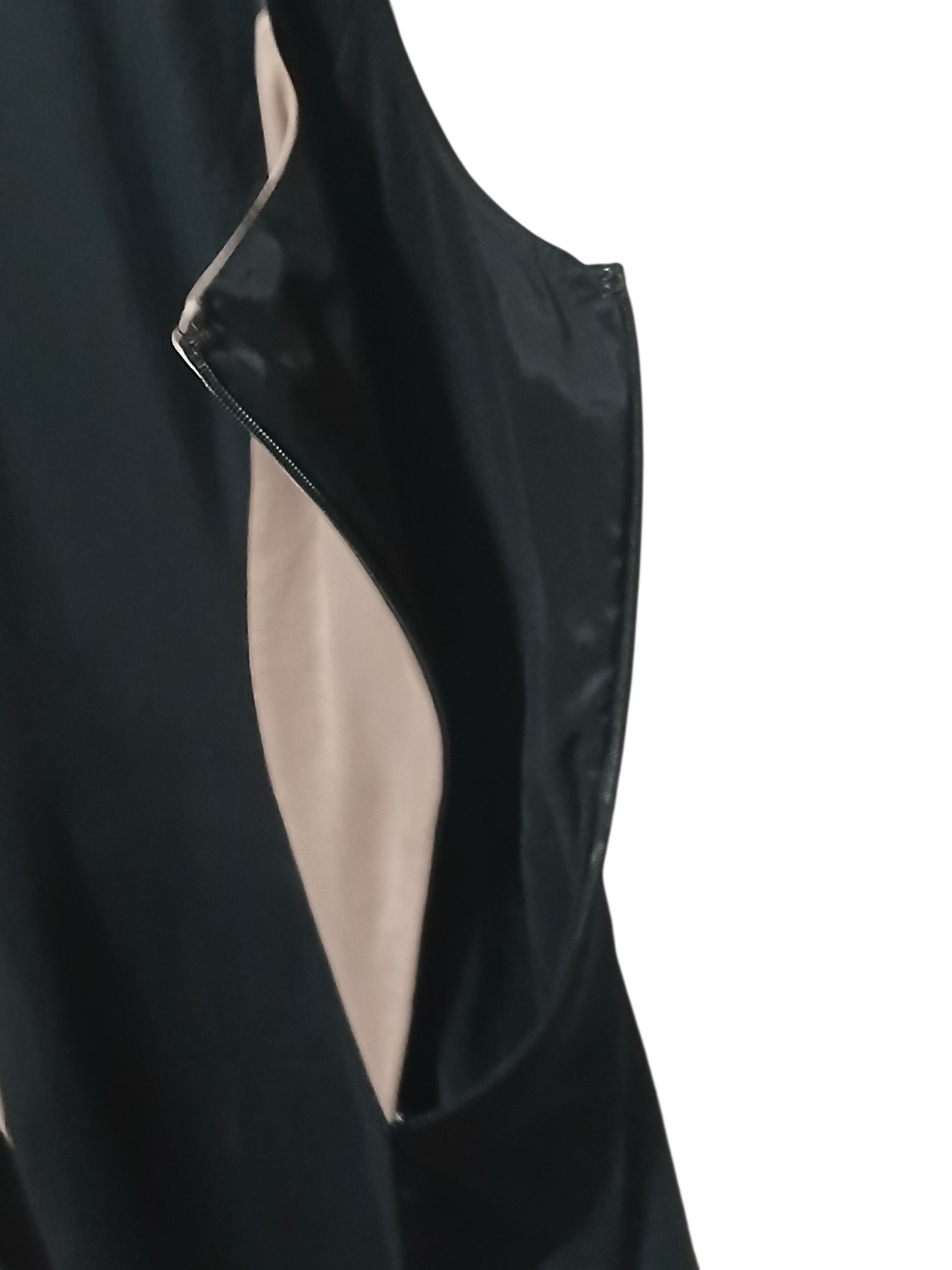 Department Store UK AllSaints Spitalfields sleeveless dress featuring black panels and a neutral side zip detail