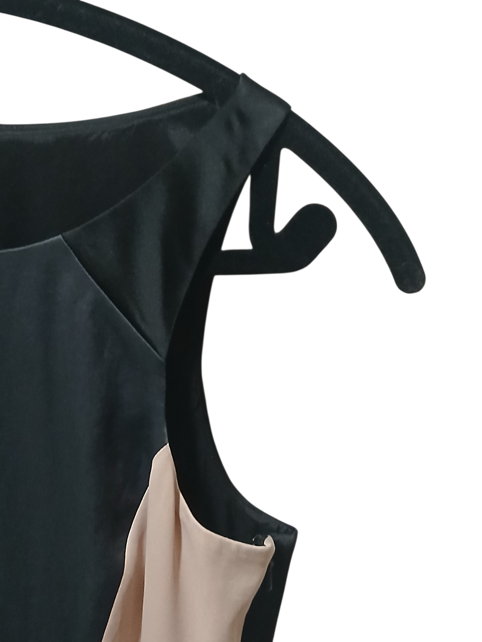 Department Store UK AllSaints Spitalfields sleeveless dress in black and neutral Japanese cloth with panel detailing.