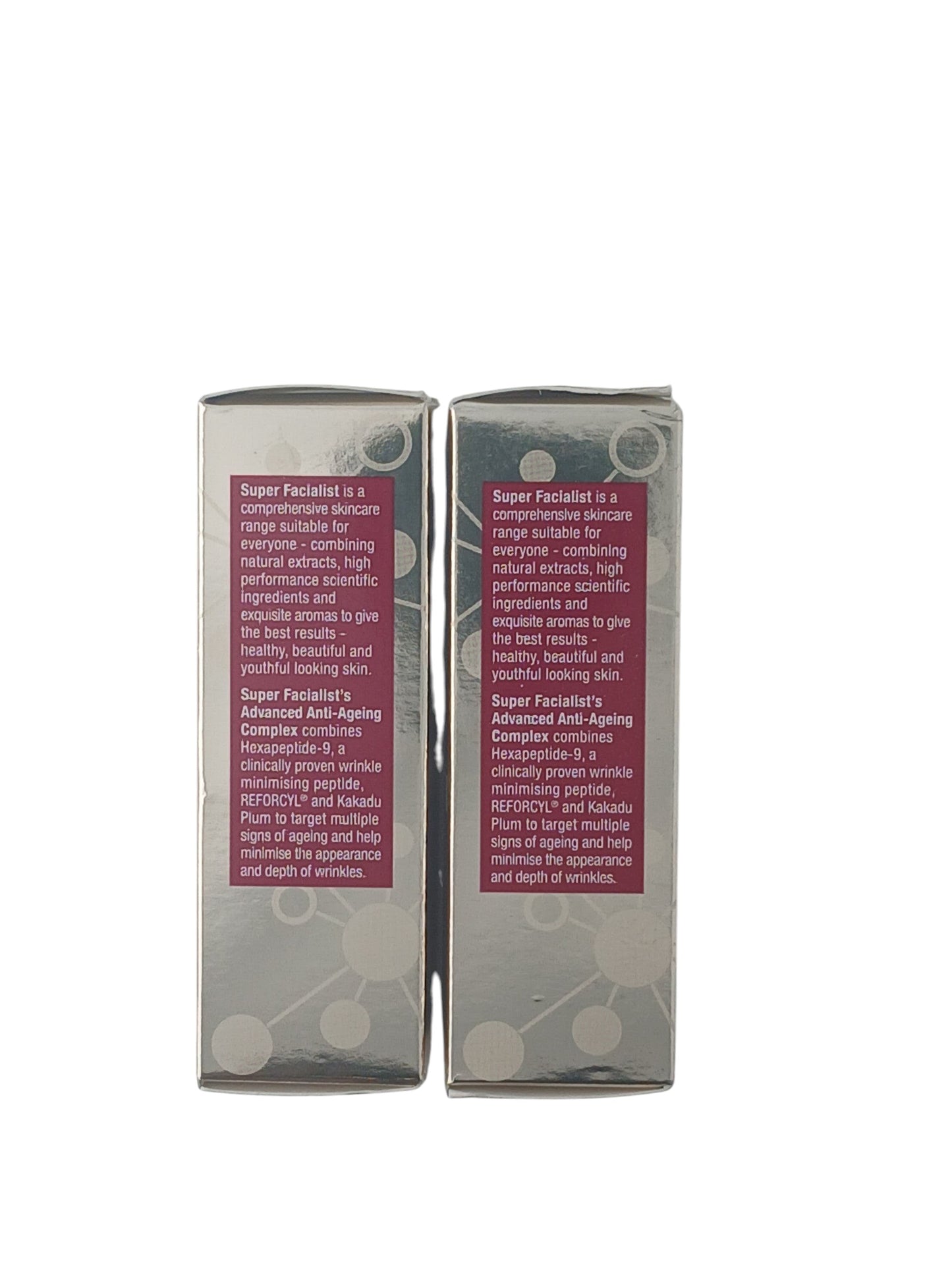 Department Store UK Super Facialist Hexapeptide 9 anti-ageing serum twin pack boxes with detailed product information