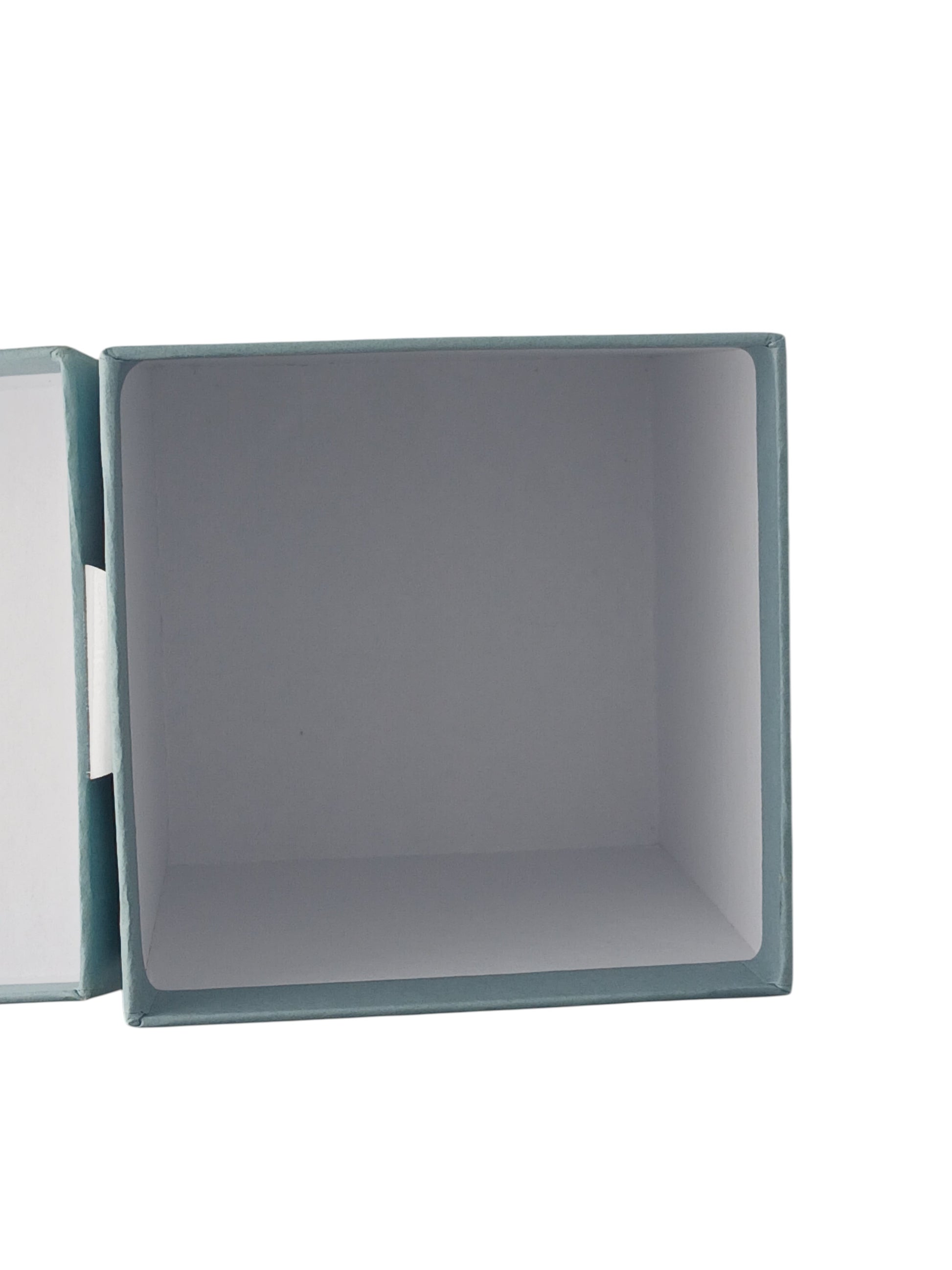 Department Store UK empty light blue square gift box with lid open