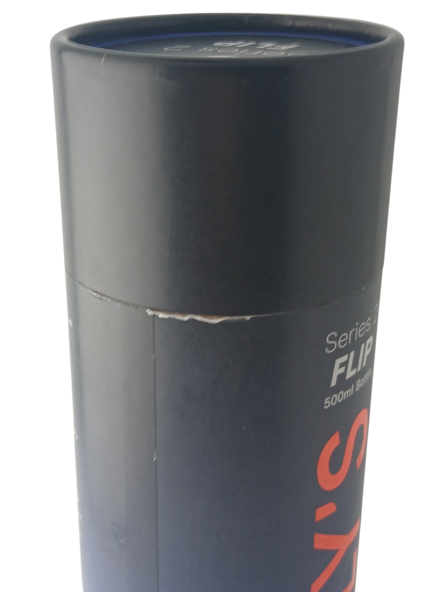 Department Store UK Chilly's Series 2 Flip water bottle in a black cylindrical presentation tube packaging.