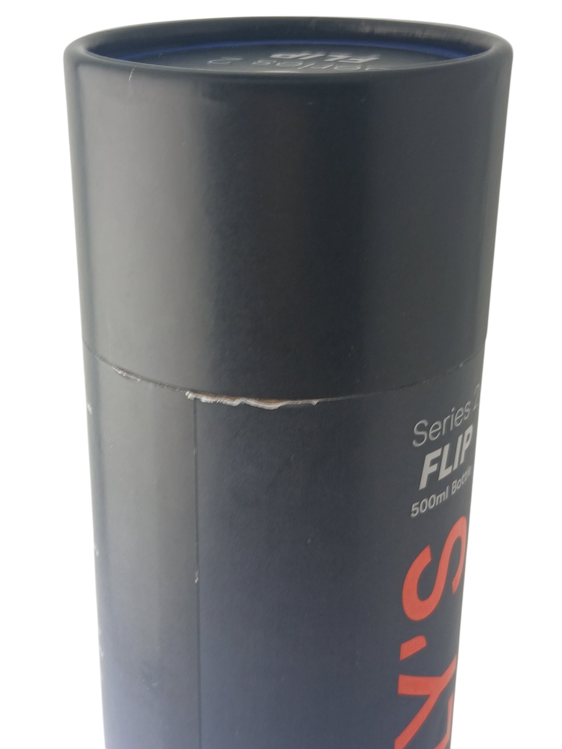 Department Store UK Chilly's Series 2 Flip water bottle in a black cylindrical presentation tube packaging.