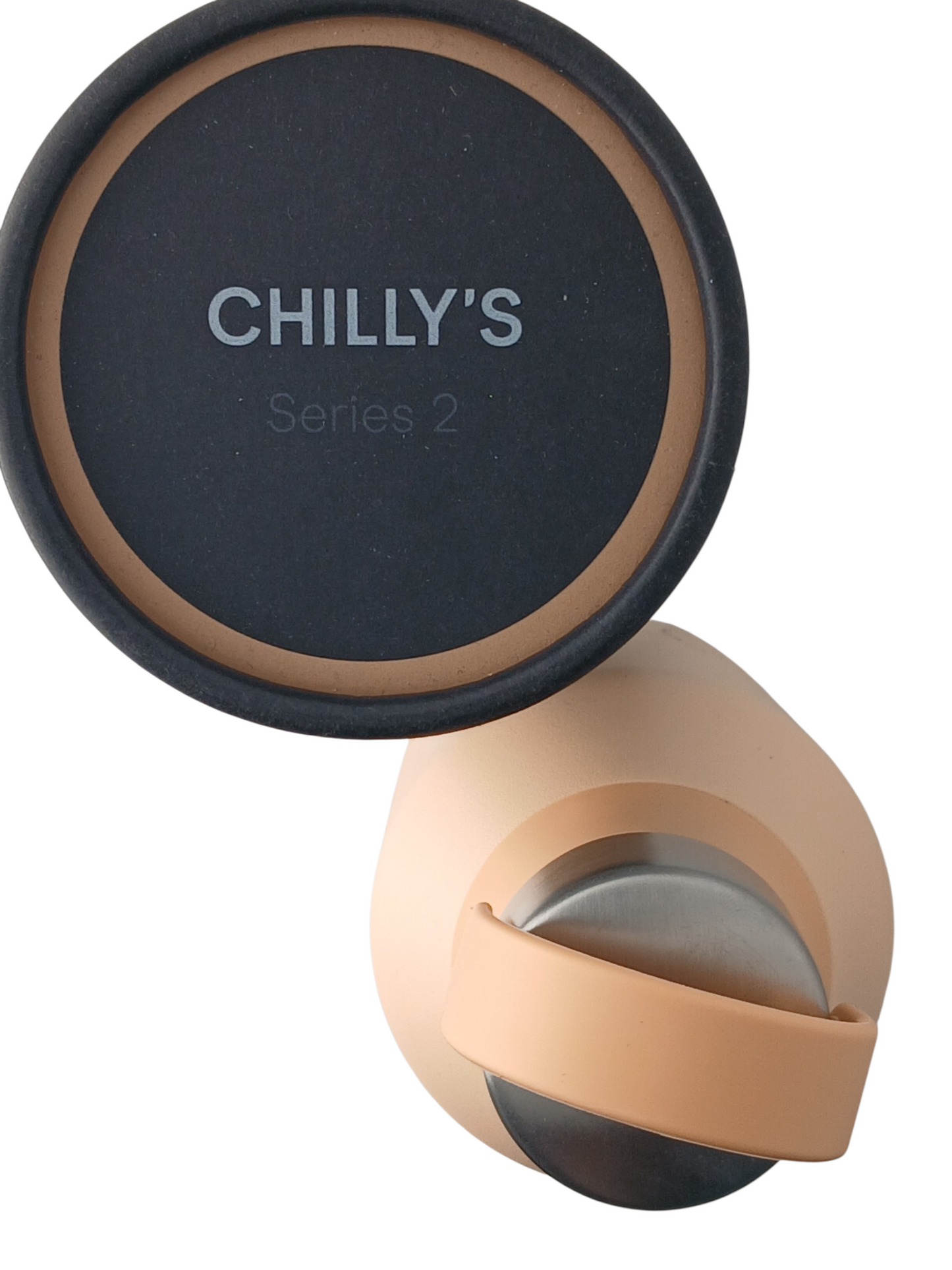 Department Store UK Chilly's Series 2 peach orange insulated stainless steel bottle with carry loop and branded lid