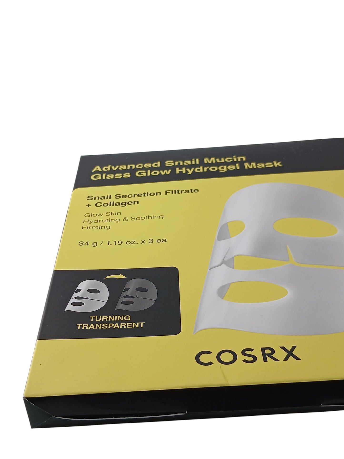 Department Store UK COSRX Advanced Snail Mucin hydrogel face mask pack of 3 in yellow and black packaging