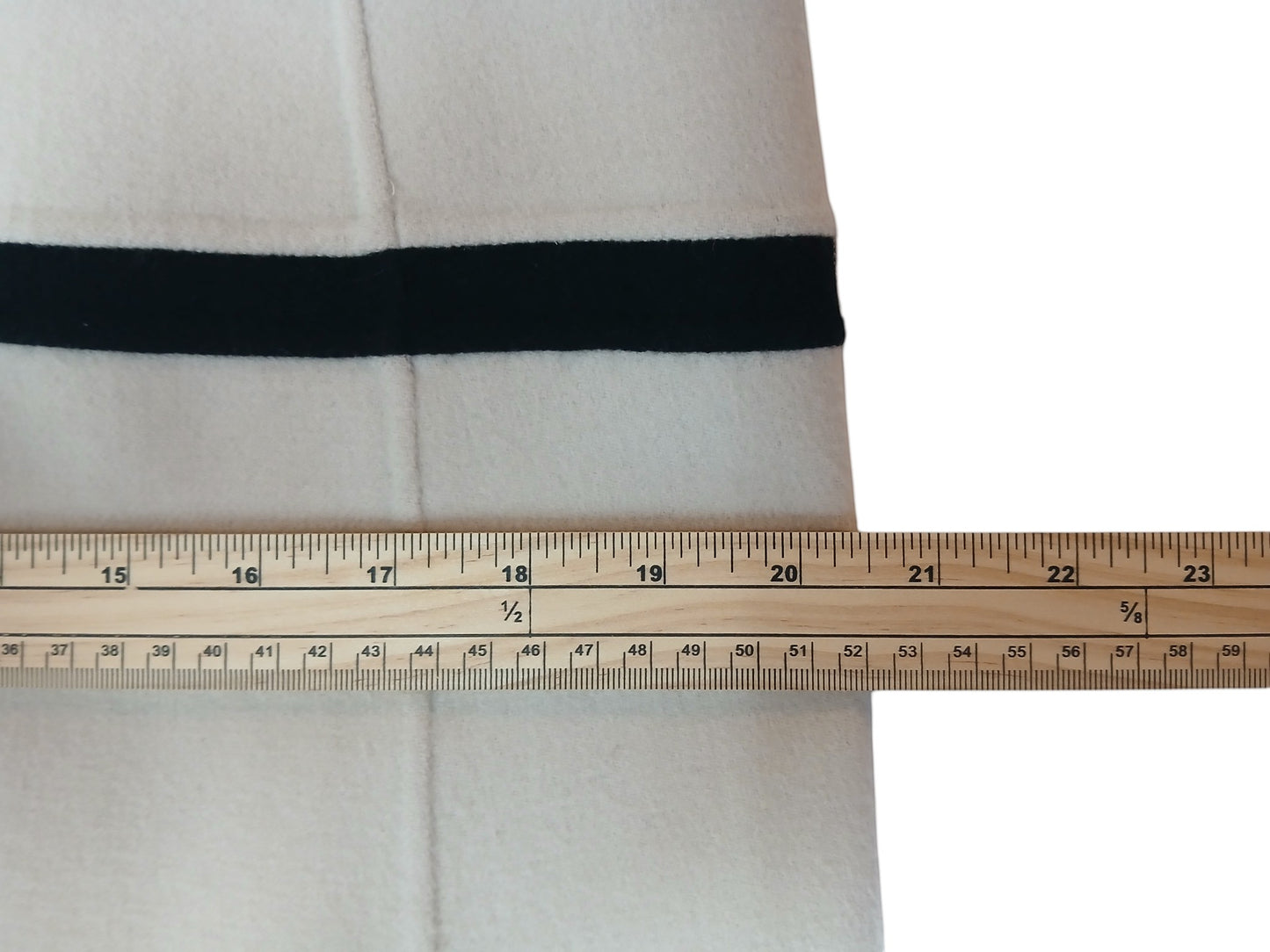 Department Store UK pre-loved 'S Max Mara cream pure wool dress with black stripe detail and measuring tape