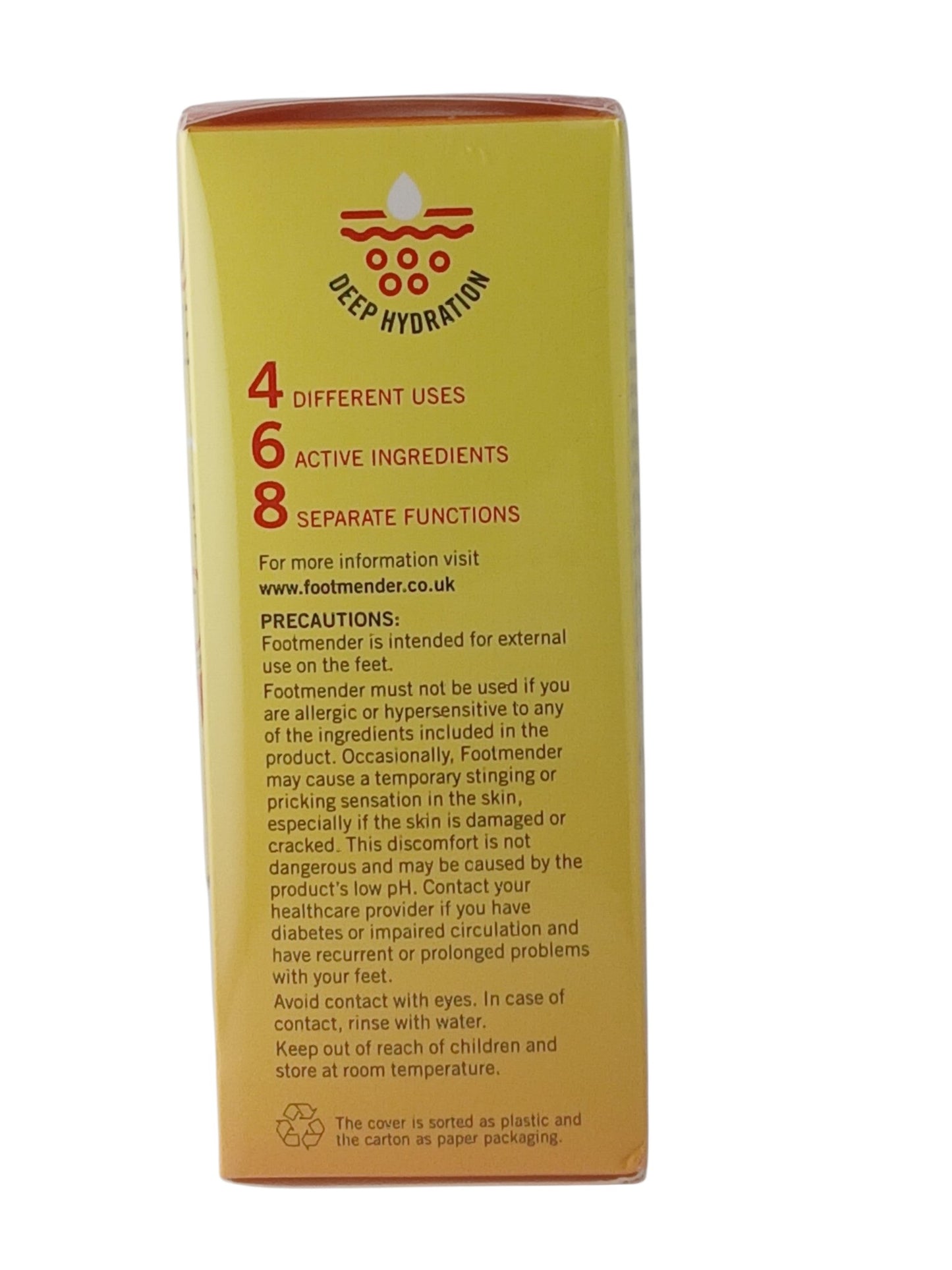 Department Store UK Footmender All in One foot treatment packaging side panel with product benefits and precautions