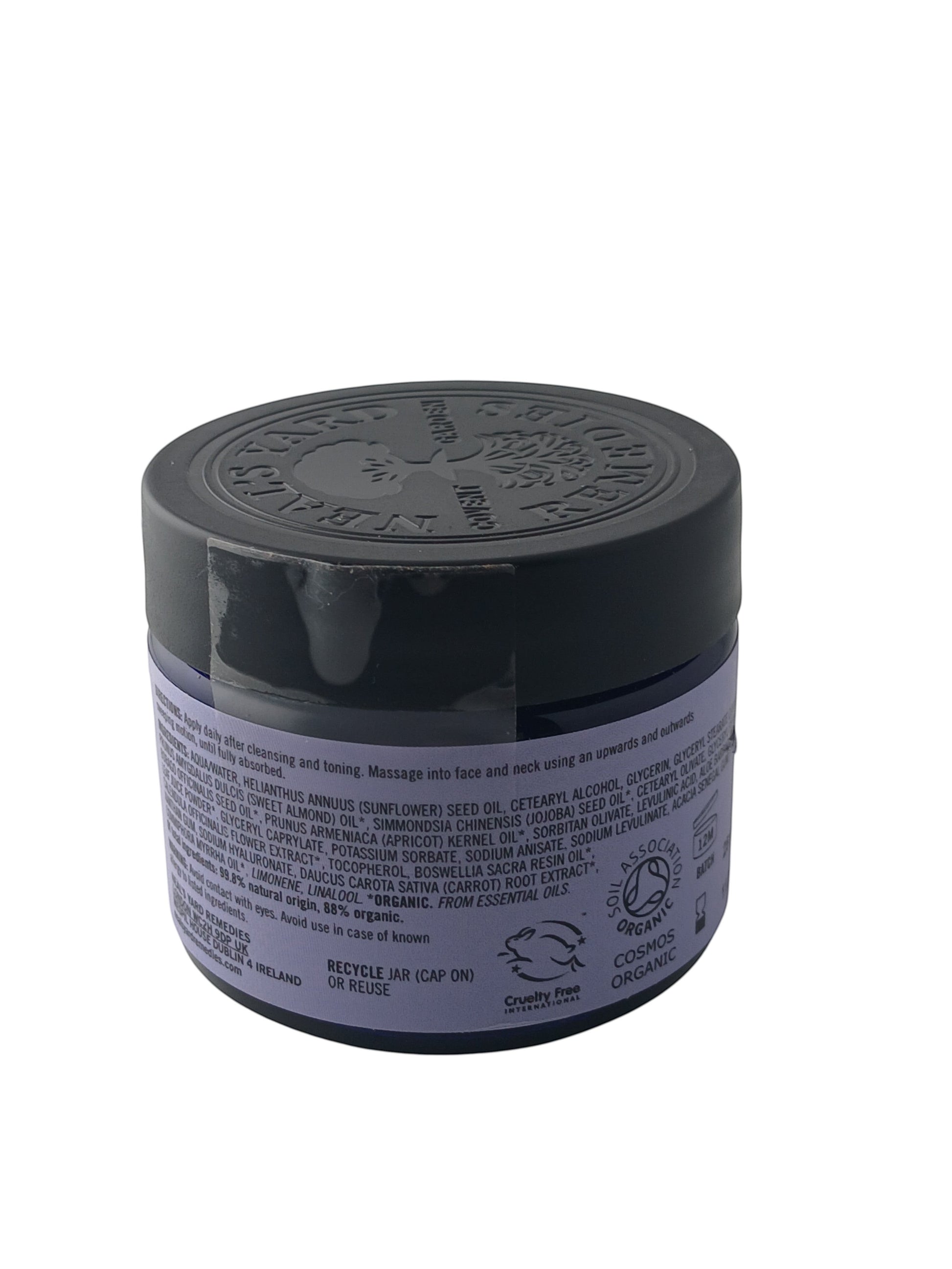 Department Store UK Neal's Yard Remedies Rejuvenating Frankincense Hydrating Cream jar showing ingredient label