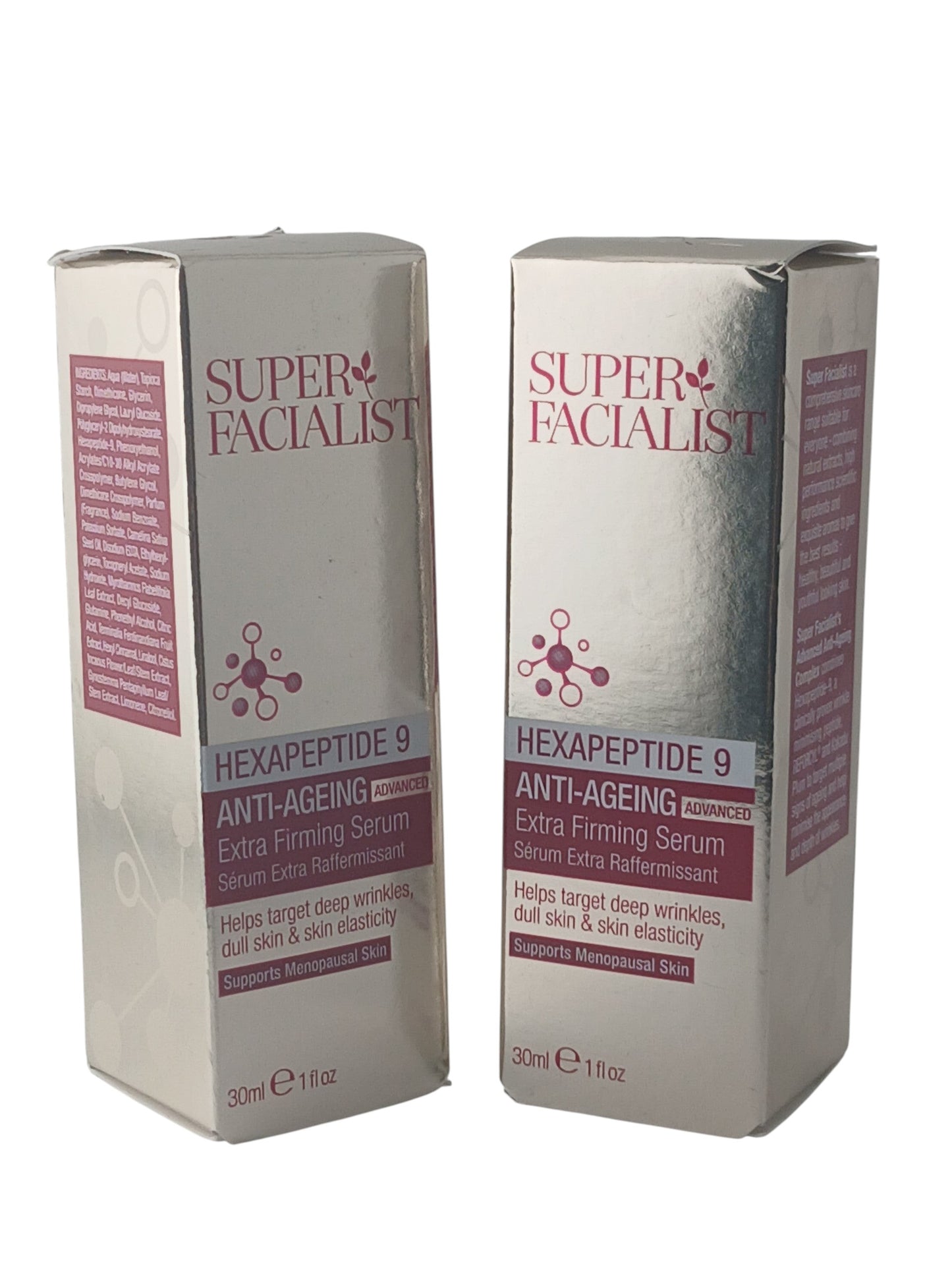 Department Store UK Super Facialist Hexapeptide 9 anti-ageing extra firming serum twin pack in silver boxes
