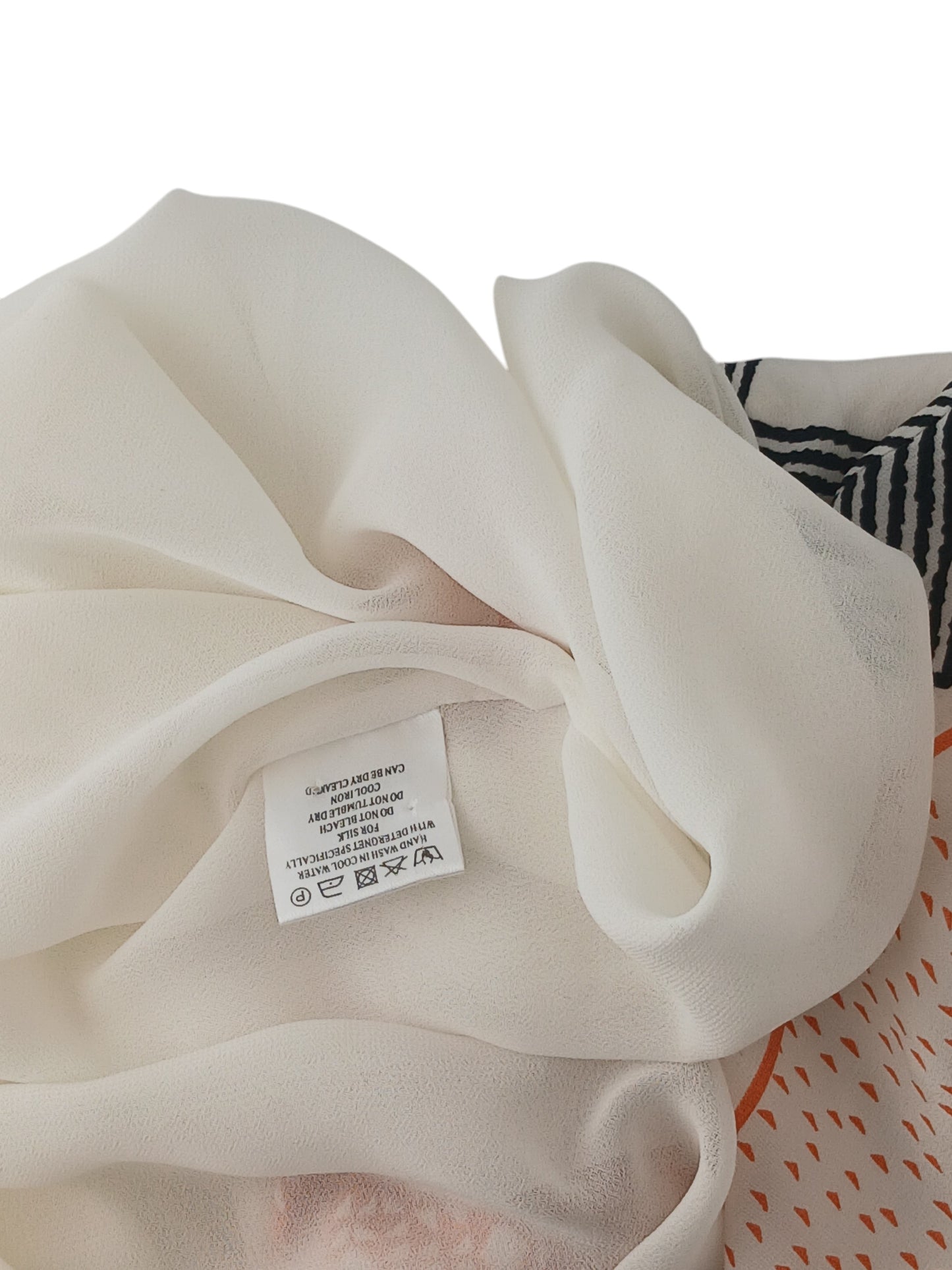 Department Store UK pre-loved HOBBS silk dress care label and white fabric detail