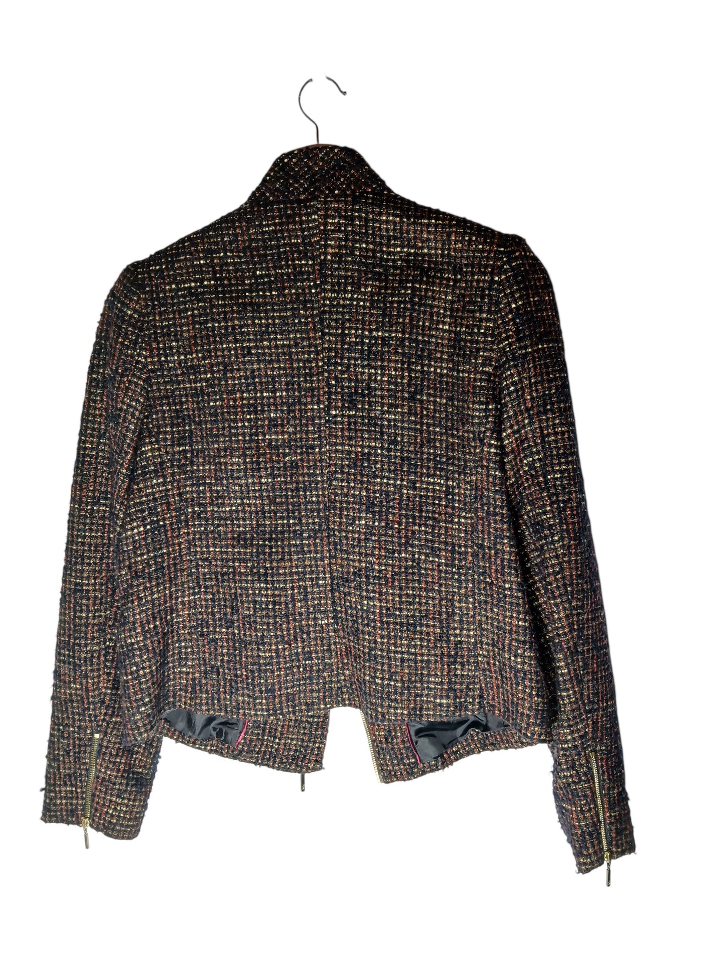 Department Store UK pre-loved Jasper Conran multicolour textured bouclé jacket with zip cuffs, back view