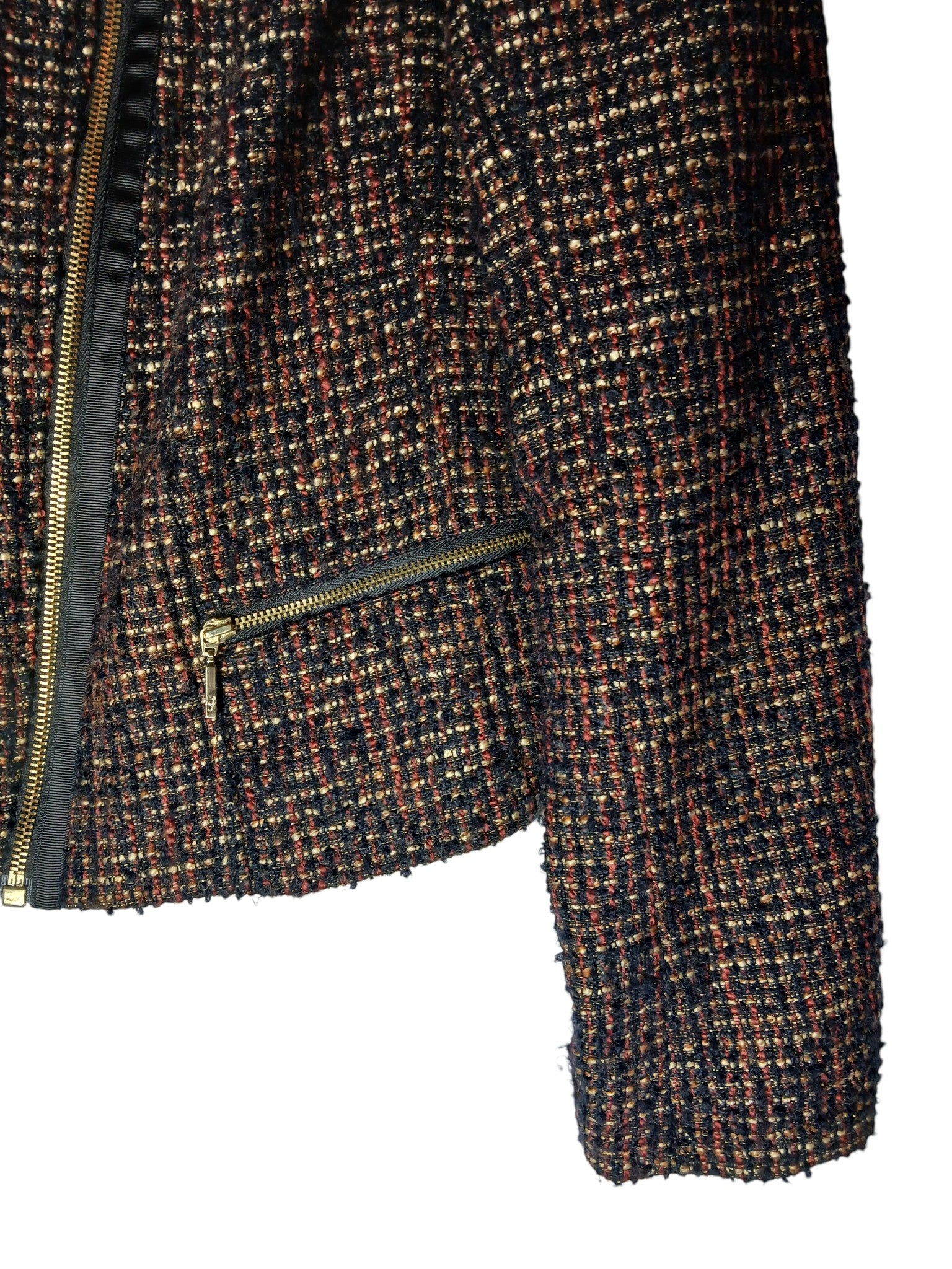 Department Store UK Jasper Conran multicolour textured bouclé jacket with zip-front and side pocket detail