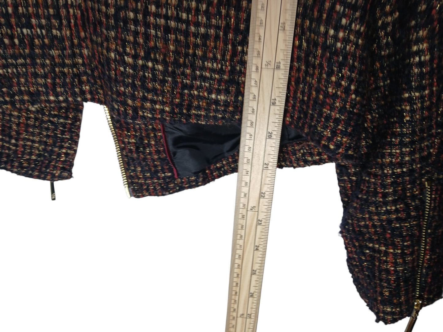 Department Store UK Jasper Conran multicolour textured bouclé jacket with zip-front detail and measuring tape