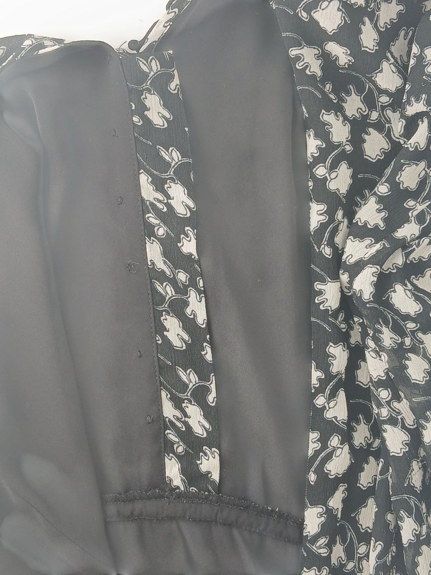 Department Store UK Jigsaw dress in black and white with a floral print and button-down detail