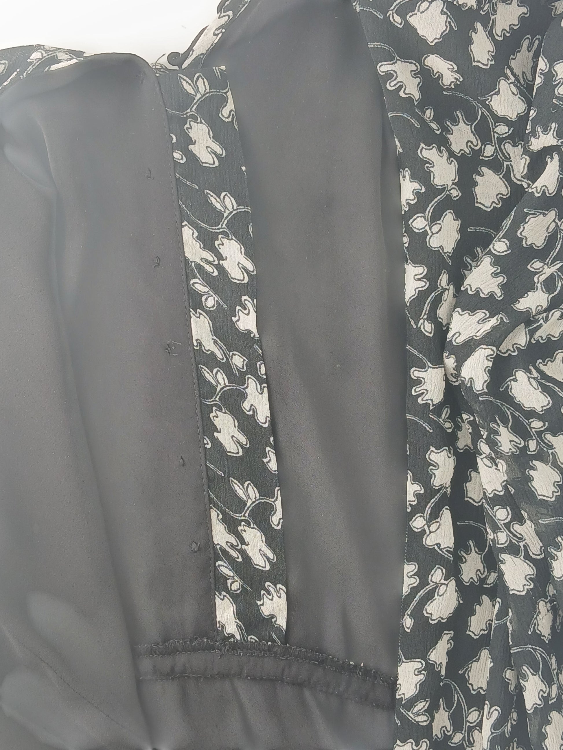 Department Store UK Jigsaw dress in black and white with a floral print and button-down detail