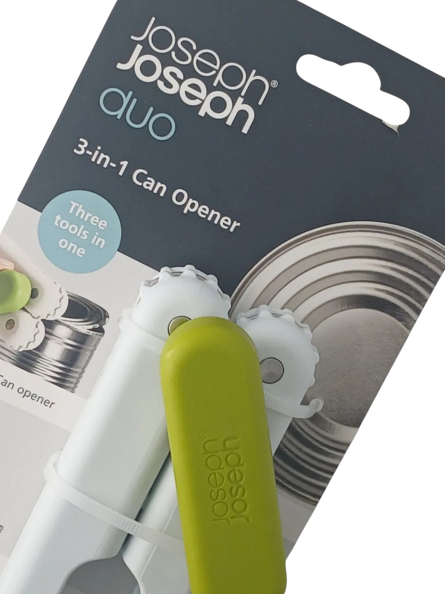 Department Store UK Joseph Joseph Duo 3-in-1 white and green can opener in its original retail packaging