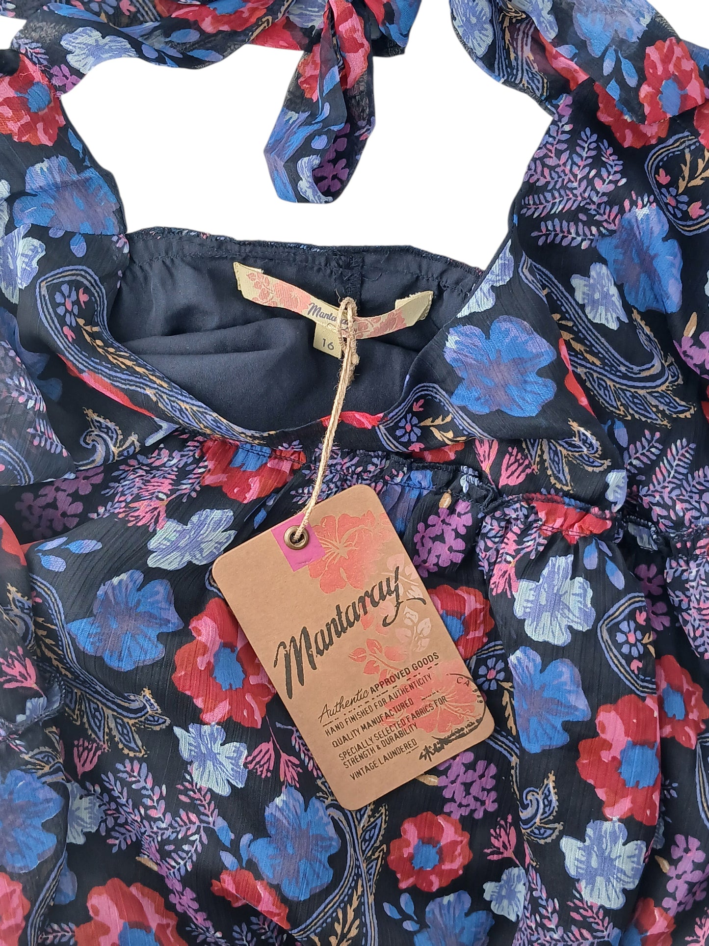 Department Store UK Mantaray floral print dress with tie-neck detail and brand tags attached