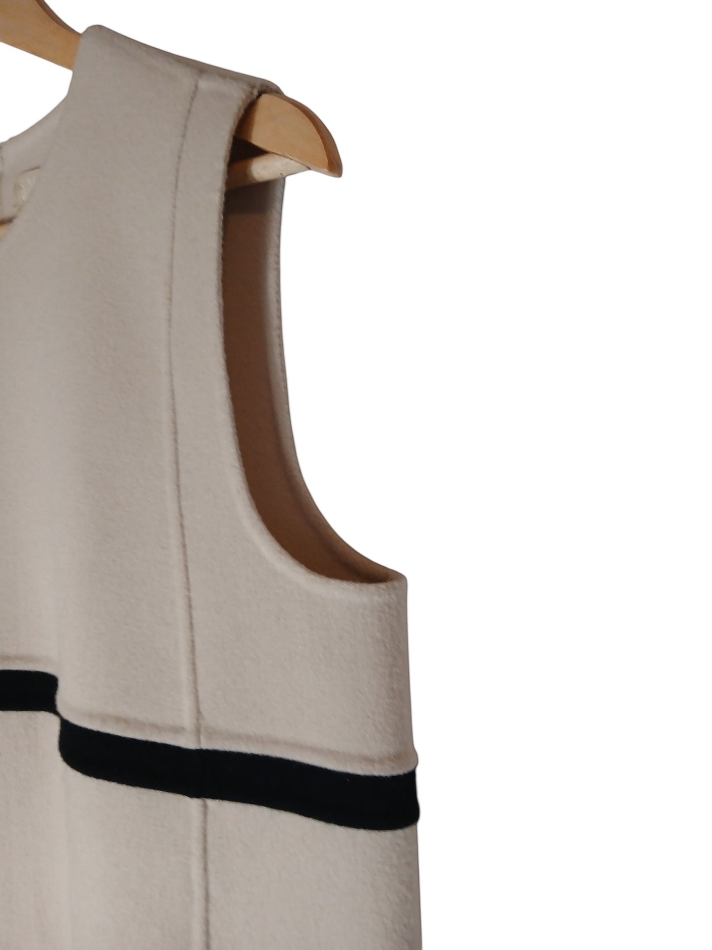 Department Store UK 'S Max Mara beige pure wool sleeveless dress with a black horizontal stripe detail
