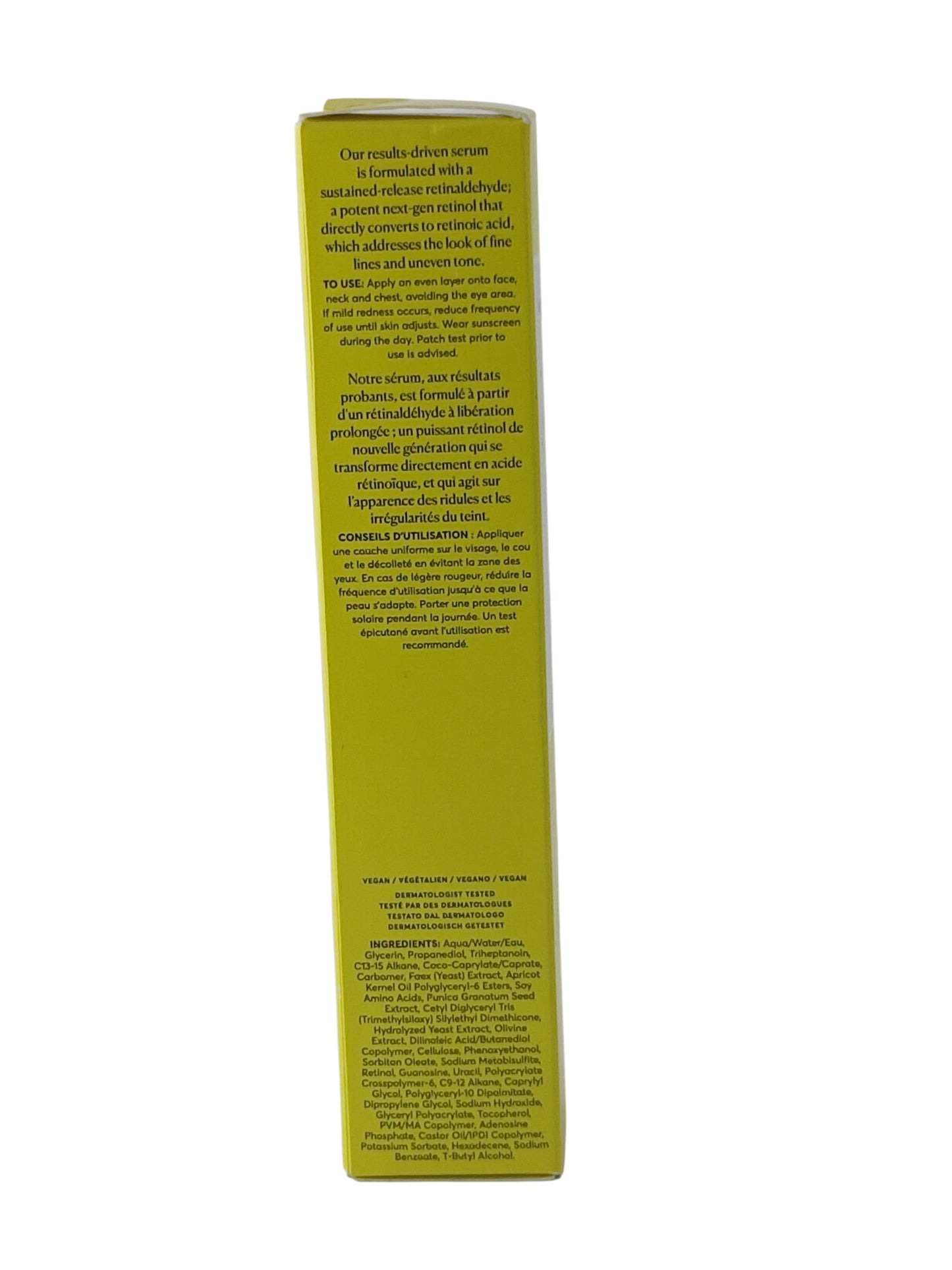 Department Store UK Naturium Retinaldehyde Cream Serum 0.05% packaging side view showing ingredients and instructions